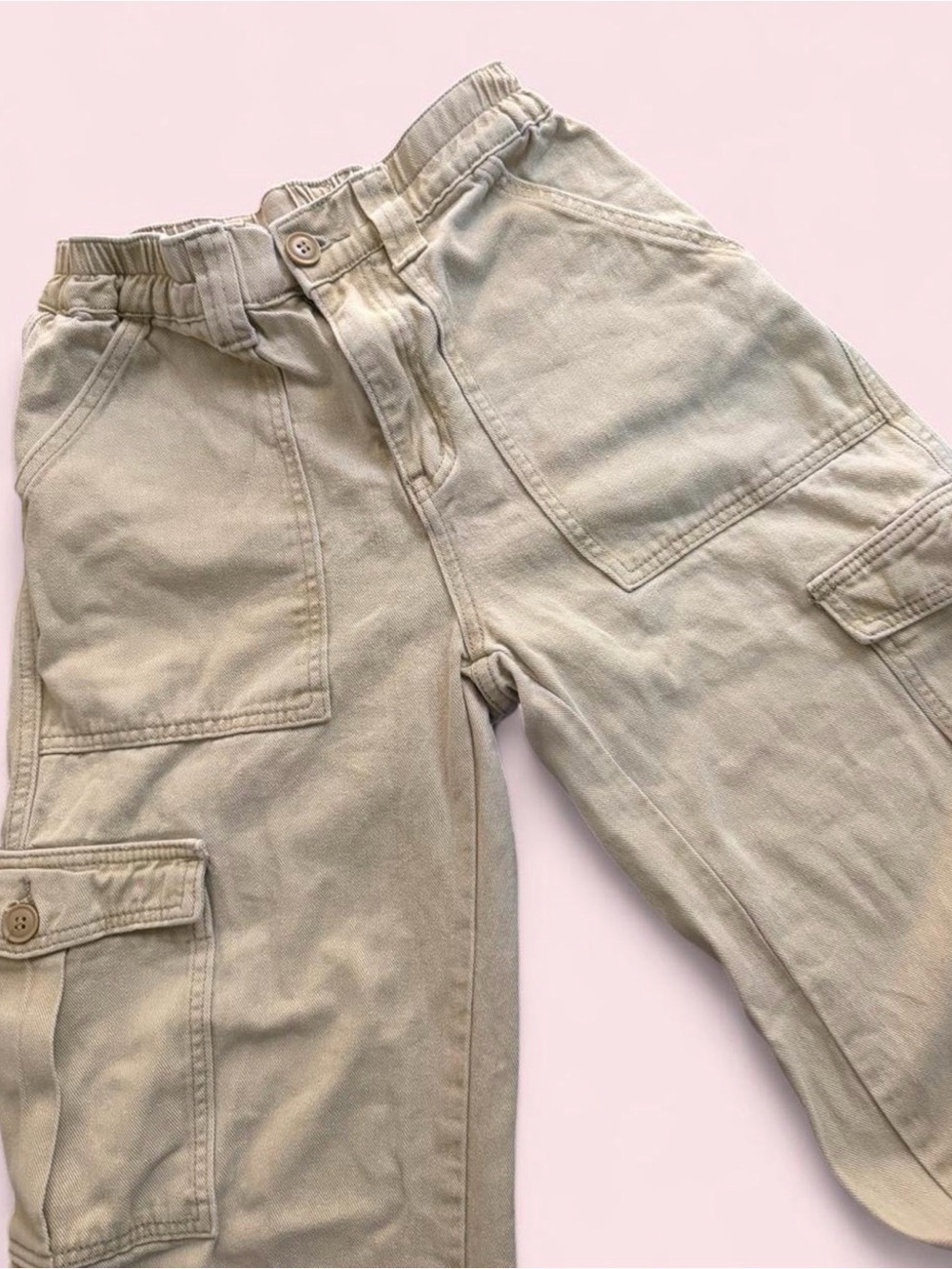 Women's Light Beige Cargo Joggers - Relaxed Pocket Sweatpants